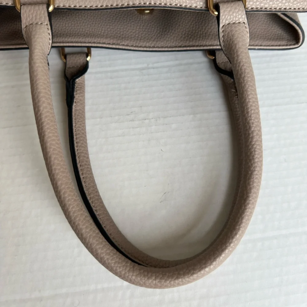 Mathew + Julian || beige EUC satchel / cross body Gold Accents